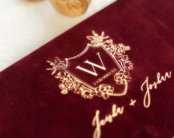 Luxury Velvet Wedding Invitation | Burgundy Velvet Invitation with Wax Seal | Quinceañera | Save the Date | RSVP Cards | Menu’s