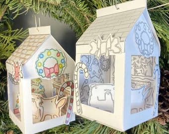 Printable Dog House Ornament DIY Instant Download