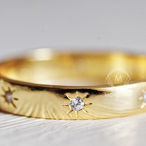 Simple Diamond Star Ring - Gold Plated Sterling Silver Band - Etsy