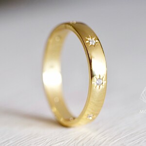 Simple Diamond Star Ring - Gold Plated Sterling Silver Band - Etsy