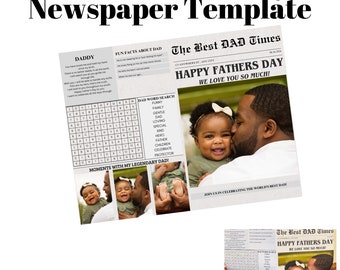 Editable Father&#39;s Day Newspaper Template, Best Dad Ever Gift, Canva Template, Happy Father&#39;s Day Card & Newspaper