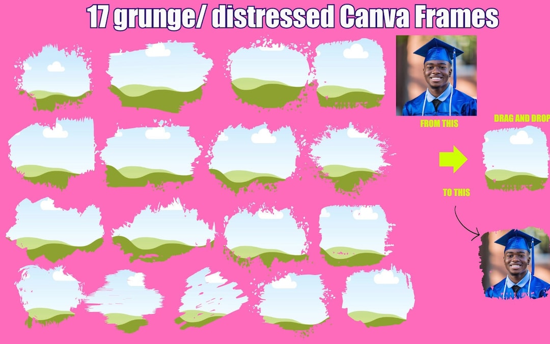 Grunge Distressed Edge Canva Frames , Canva Template, Drag and Drop ...