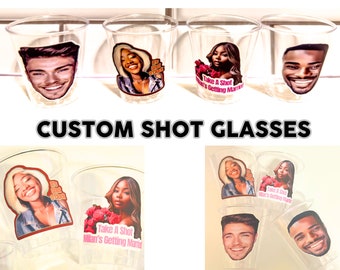 CUSTOM Personalized Disposable Shot Glasses, Disposable shot glasses, Birthday Decor, Birthday Gift, Bachelorette Party Gift, Face Sticker