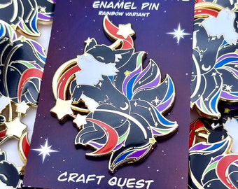 Cosmic Kitsune Enamel Pin-Rainbow