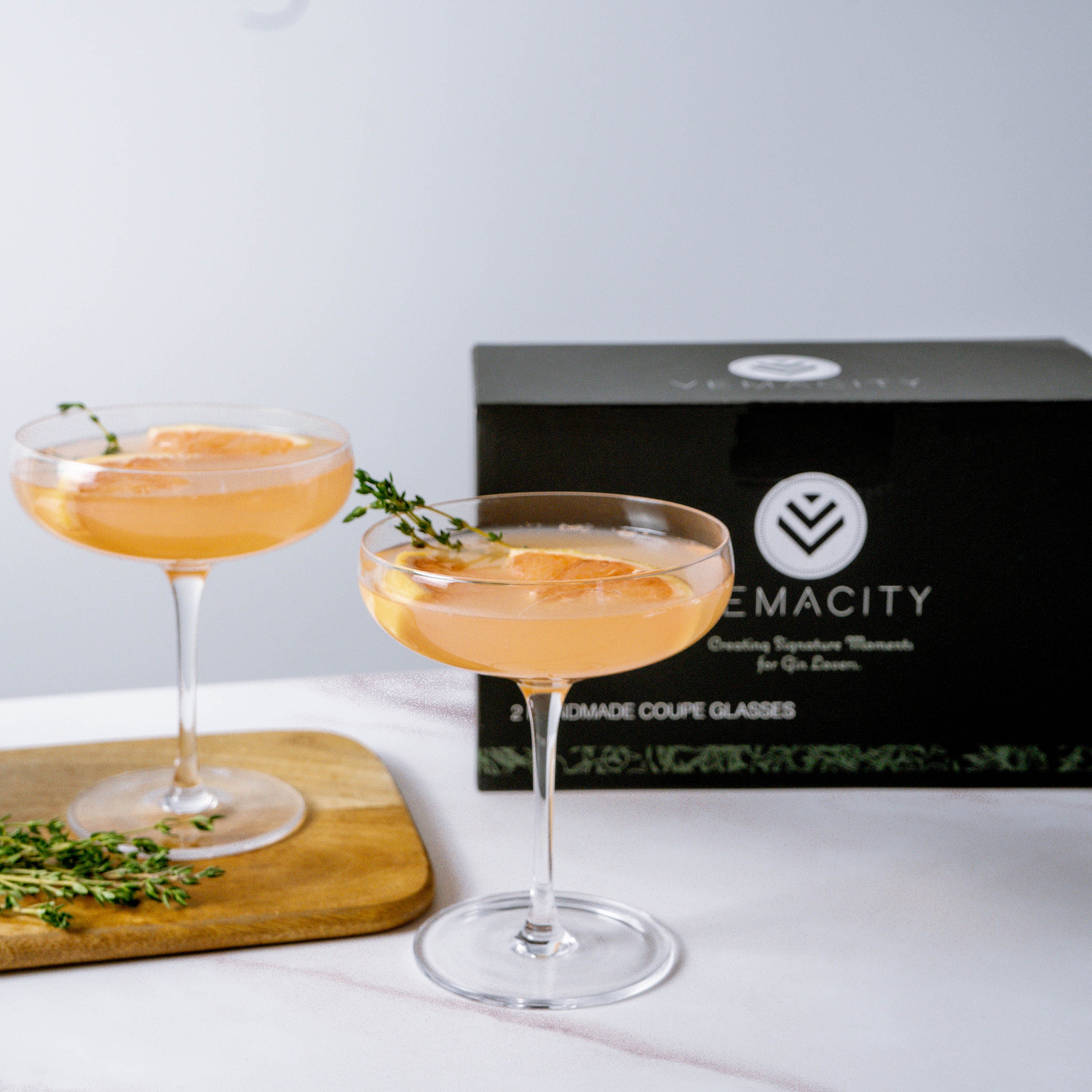 Elegant Coupe Cocktail Glasses- Set of 2 Handmade Crystal Champage Gl…