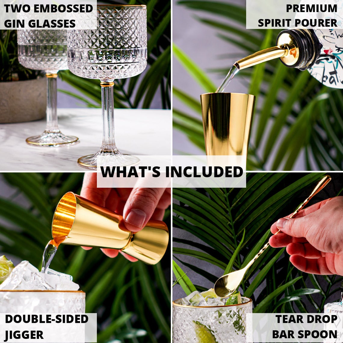 Luxury Gin Glasses 2 X Embossed Cocktail Glasses With Gold Etsy UK