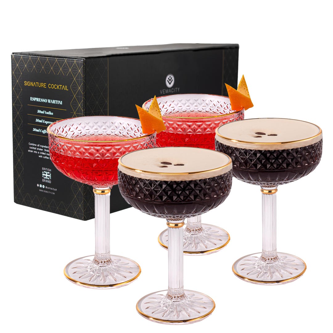 Luxury Martini Glasses Set of 4 Espresso Martini Glasses Martini Glass ...