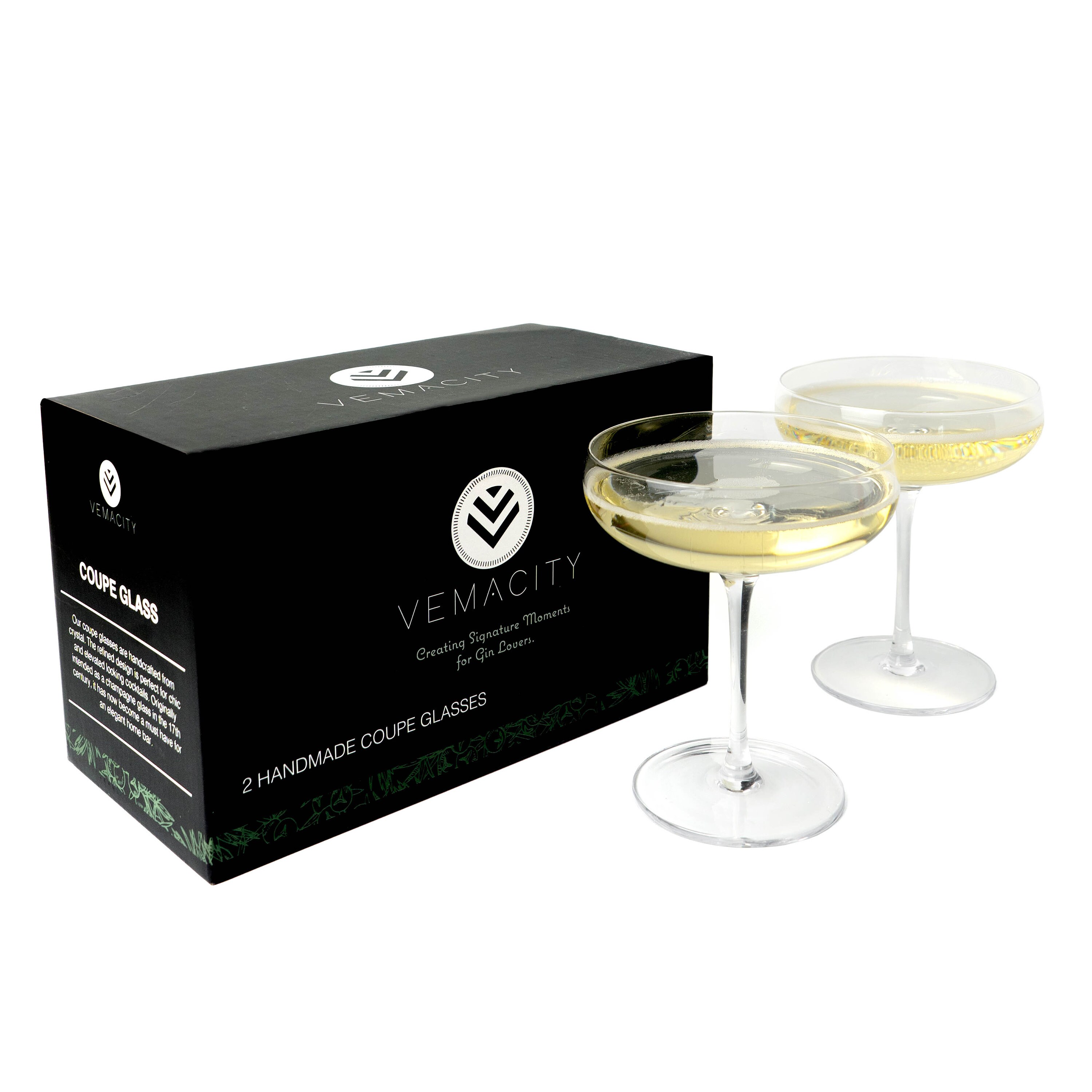 Elegant Coupe Cocktail Glasses Set of 2 Handmade Crystal Etsy