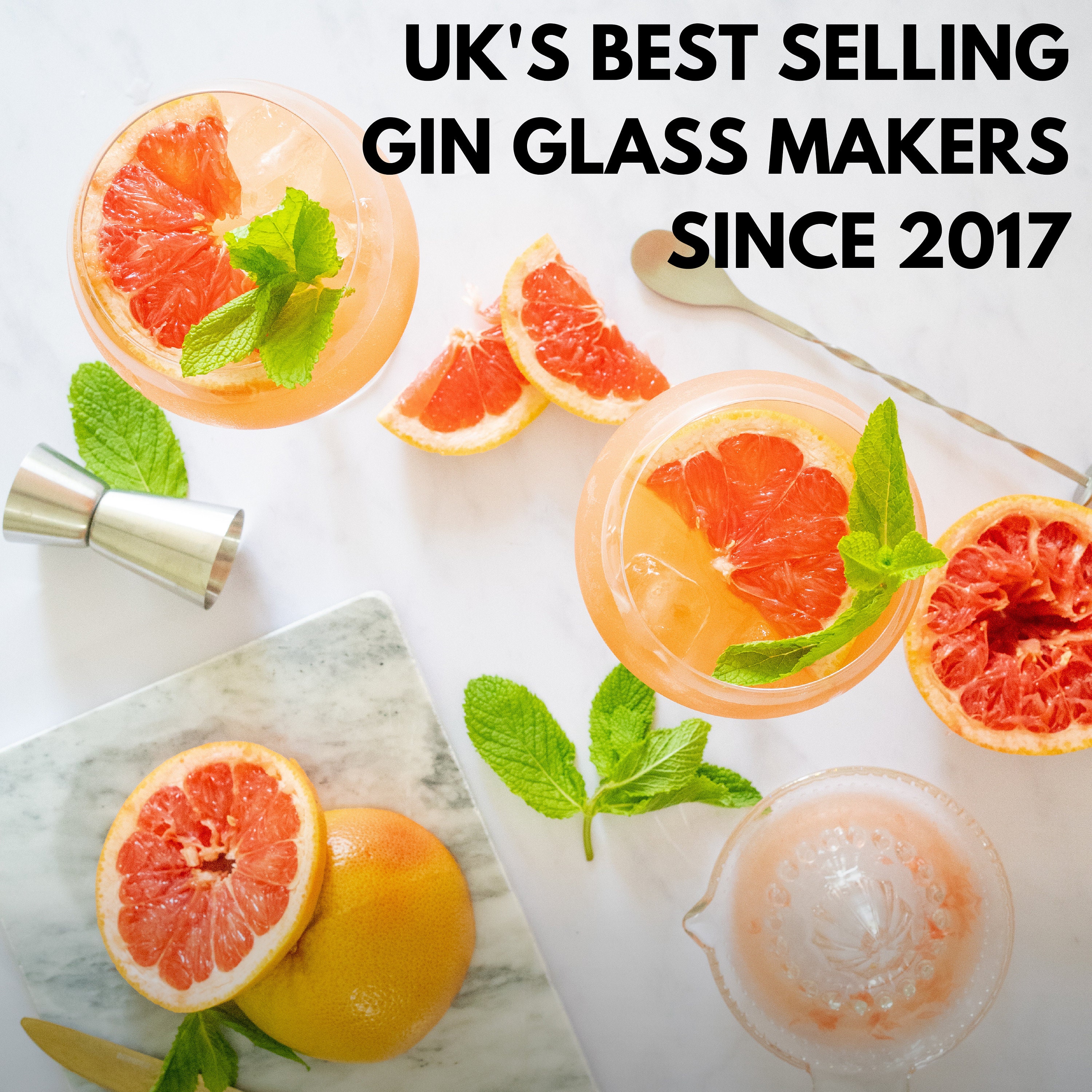 Gin Glasses for Gin Lovers Set of 2 Handmade G&T Glasses 700ml Rose Gold  Pro Cocktail Spoon and Jigger Gift Boxed 