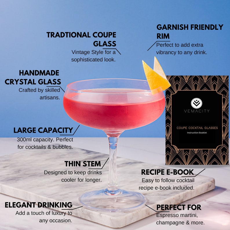 Elegant Coupe Cocktail Glasses Set of 2 Handmade Crystal Etsy