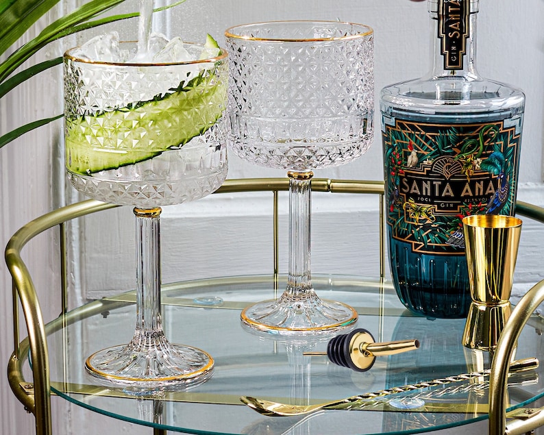 Embossed Gin and tonic glasses