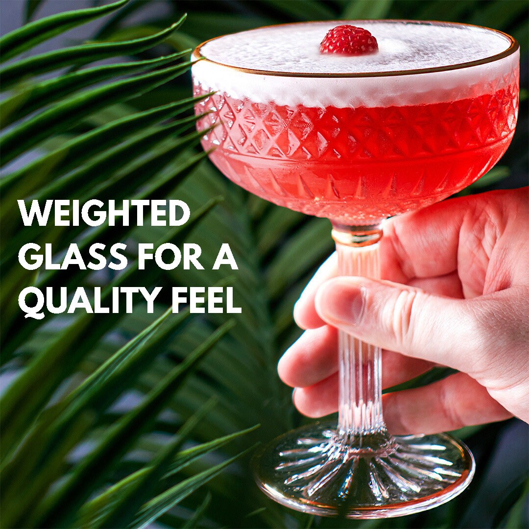 Luxury Coupe Cocktail Glasses Set of 2 Embossed Lounge Bar Etsy UK