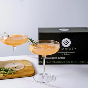 Handblown Crystal Coupe Glasses: Vintage Cocktail & Champagne Set