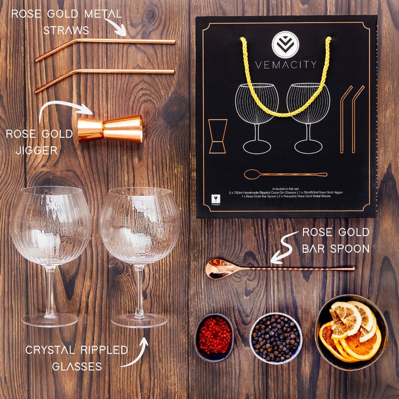 Handmade Ribbed/rippled Gin Glasses With Cocktail Spoon Etsy UK