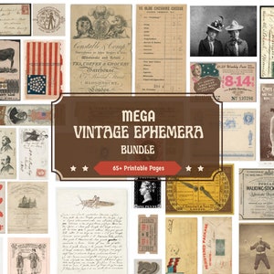 Ultimate Vintage Ephemera Bundle, 65+ pages, Digital Download, Junk Journal Ephemera Pack, Old Letters, Labels, Photographs, Cards, Maps