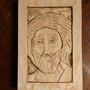 Icon of Christ Carved by Hand (3.5&quot;x5&quot;)