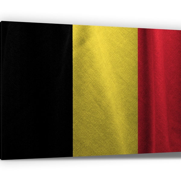 CANVAS PRINT. Flag of Belgium. The national flag of the Kingdom of Belgium. Belgian flag. Belgium tricolour. Banner. Modern Wall Art.