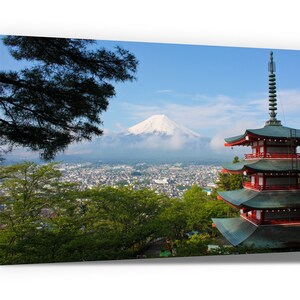 CANVAS PRINT. Mount Fuji. View from Chureito Pagoda, Fujiyoshida, Yamanashi, Japan. Holy Mountain. Ready To Hang. Canvas Set.