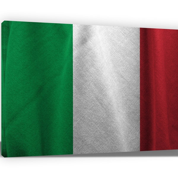 CANVAS PRINT. Flag of Italy. Italian flag. The national flag and ensign of the Italian Republic. Italian tricolour. Banner. Modern Wall Art.
