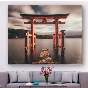 CANVAS PRINT. Torii Gate Photo Canvas Prints. Modern Wall Art. Hakone, Japan. Shinto shrine. Home Decor. Perfect for gift.