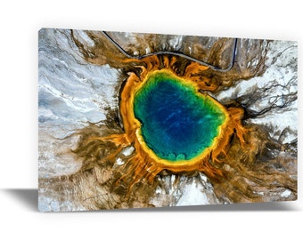 CANVAS PRINT. Grand Prismatic Spring. Midway Geyser Basin, Yellowstone National Park, Teton County, Wyoming. Hot Spring Wall Art. Home Decor
