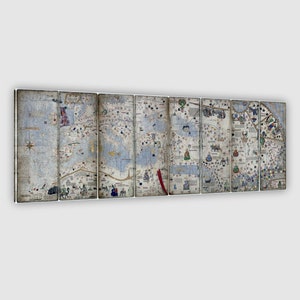 IMPRESSION SUR TOILE. Atlas catalan du XIVe siècle (1375) attribué à Abraham Cresques. Carte du monde médiévale. La carte du monde. Carte du monde.