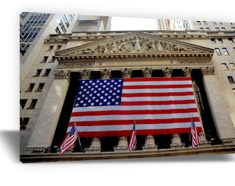 Impresión en lienzo: Bolsa de Nueva York, Wall Street, Bajo Manhattan, decoración moderna de oficina en Nueva York