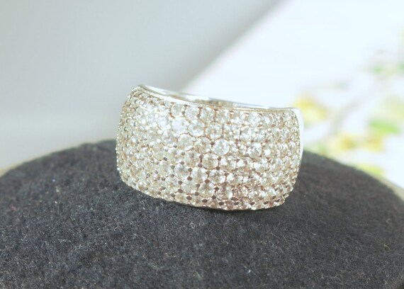 White Zircon Rhodium Over Sterling Silver Band Ring 3.58 A40