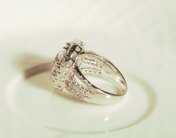 Bella Luce Pear Shape Round Rhodium Over Sterling Silver Ring Cubic Zirconia Engagement Ring Fake Engagement Wedding Ring Promise Ring