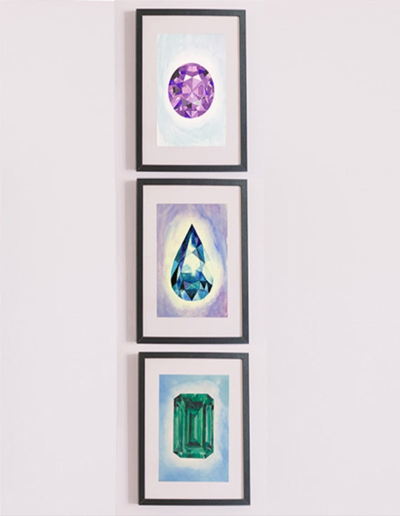 Emerald Gem Print, Emerald Gem Painting, Watercolor Print Emerald Gem Print, Emerald Gem Painting, Watercolor Print