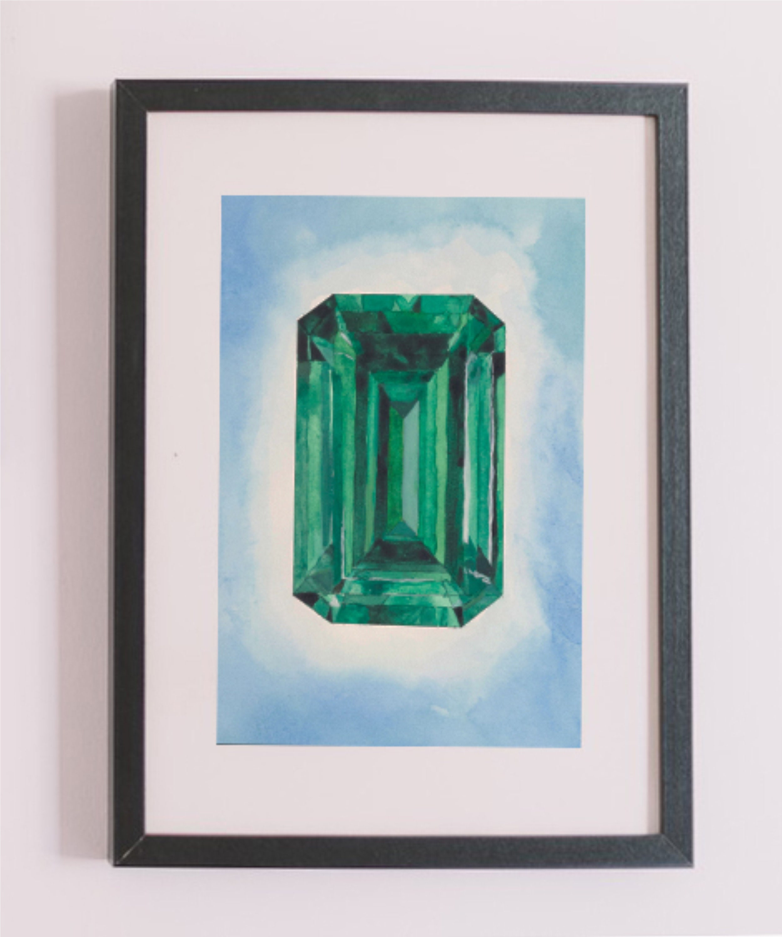 Gem No. 12, Watercolor Print, Watercolor Art, Emerald Print, Gem Art,  Gemstone, Emerald, Emerald Art, Geometric, Geometric Art 