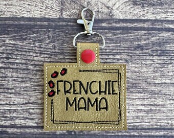 Frenchie Mama keychain hearts or leopard, French Bulldog Mom gift
