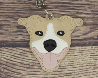 Embroidered Pit Bull Keychain: Pibble Dog Lover Gift