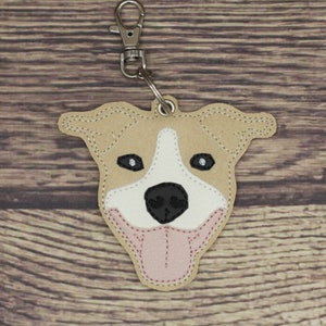 Embroidered Pit Bull Keychain: Pibble Dog Lover Gift