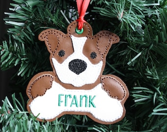 Custom Pit Bull Christmas Ornament dog mom gift bag tag Pittie
