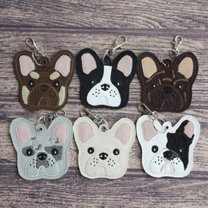 French Bulldog keychain, Frenchie keychain, Merle Frenchie, Chocolate and tan, Pied, Brindle Rare gift dog lover