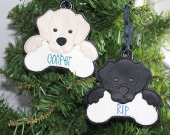 Lab Labrador Christmas Ornament Personalized Chocolate Silver Yellow Black dog mom gift bag tag