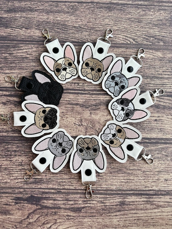 Frenchie face Keychain, French Bulldog Mom Bag Tag, all colors and markings