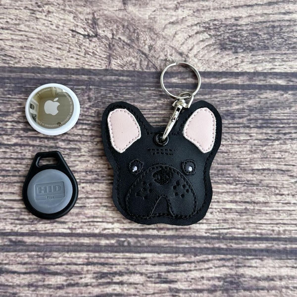 French Bulldog Keychain: Merle, Brindle, Chocolate, Tan, Pied (Airtag Compatible)