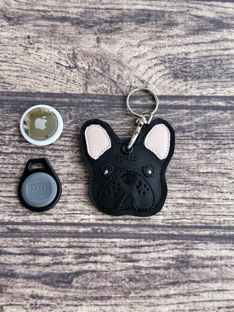 French Bulldog Keychain: Merle, Brindle, Chocolate, Tan, Pied (Airtag Compatible) image 1