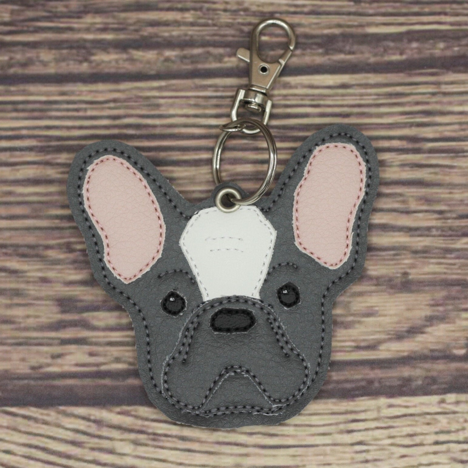 Leather French Bulldog Keychain - Pink | My Best Frenchie