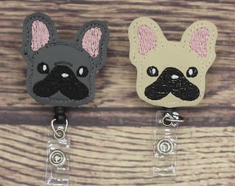French Bulldog Badge Reel: Retractable Nurse ID Holder