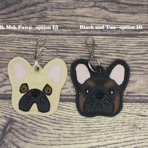 French Bulldog Keychain: Merle, Brindle, Chocolate, Tan, Pied (Airtag Compatible) image 10