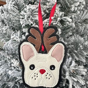 French Bulldog Reindeer Christmas Ornament, Frenchie Mom gift image 6