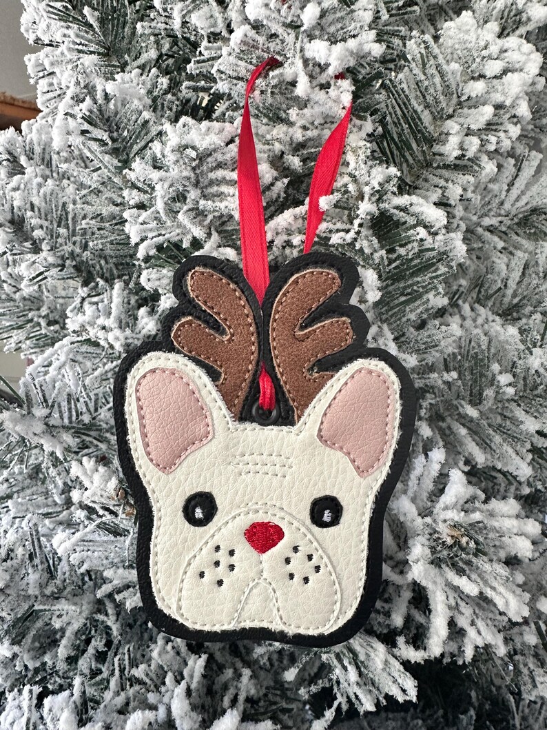 French Bulldog Reindeer Christmas Ornament, Frenchie Mom gift image 6
