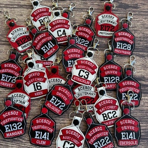 Firefighter Helmet Shield Keychain Personalized Fireman, Fire Wife Bag Tag, Emergency Responder