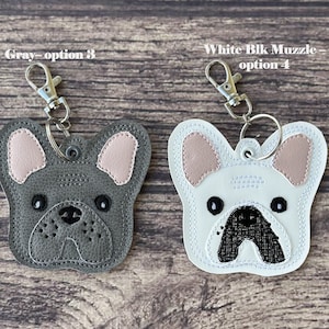 French Bulldog Keychain: Merle, Brindle, Chocolate, Tan, Pied (Airtag Compatible) image 4