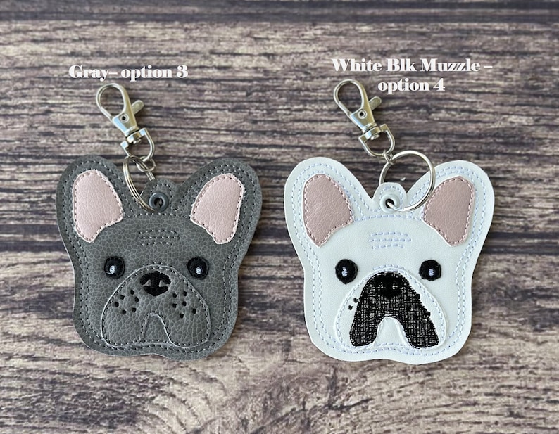 French Bulldog Keychain: Merle, Brindle, Chocolate, Tan, Pied (Airtag Compatible) image 4