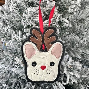 French Bulldog Reindeer Christmas Ornament, Frenchie Mom gift image 7