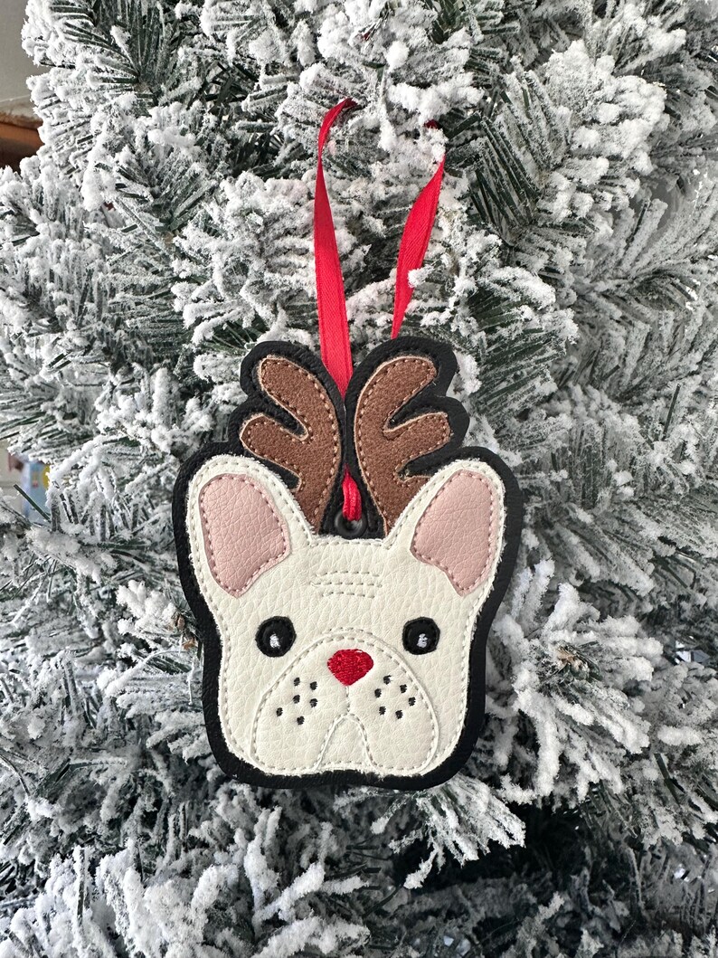 French Bulldog Reindeer Christmas Ornament, Frenchie Mom gift image 7